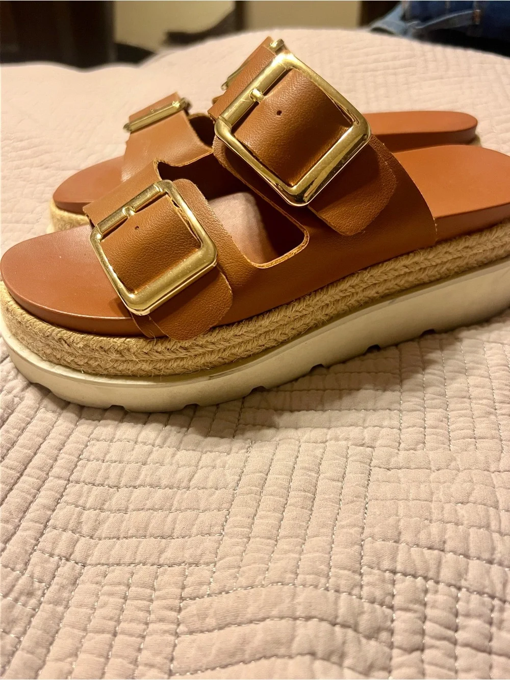 Madden Girl Tan Double Buckle Platform Sandals